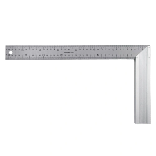 Угольник стальной 400 мм, нержавеющая сталь, градуировка, алюминиевое основание Denzel по ценам производителя в Екатеринбурге с доставкой по всей России