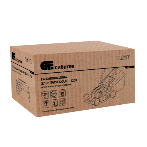 Газонокосилка электрическая L1200, 1200 Вт, ширина 32 см, 3 уровня, пластиковый травосборник 30 л. Сибртех по ценам производителя в Екатеринбурге с доставкой по всей России