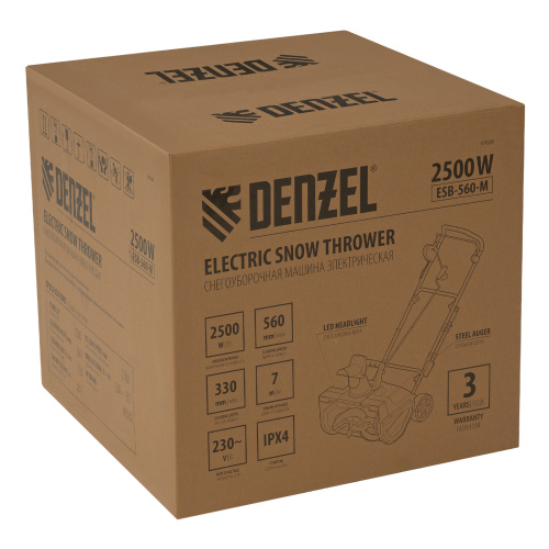 Электрическая снегоуборочная машина ESB-560-M, 2,5 кВт, металлический шнек, LED фара Denzel по ценам производителя в Екатеринбурге с доставкой по всей России