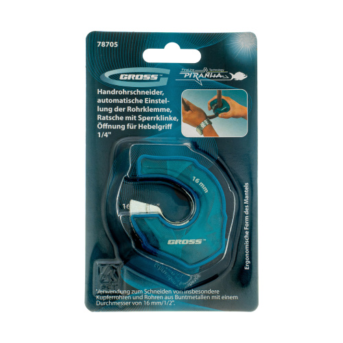 Труборез ладонный "Piranha", 16 мм, 1/2, автоматическая регулировка зажима трубы, трещотка с храповым механизмом, отверстие 1/4 Gross по ценам производителя в Екатеринбурге с доставкой по всей России