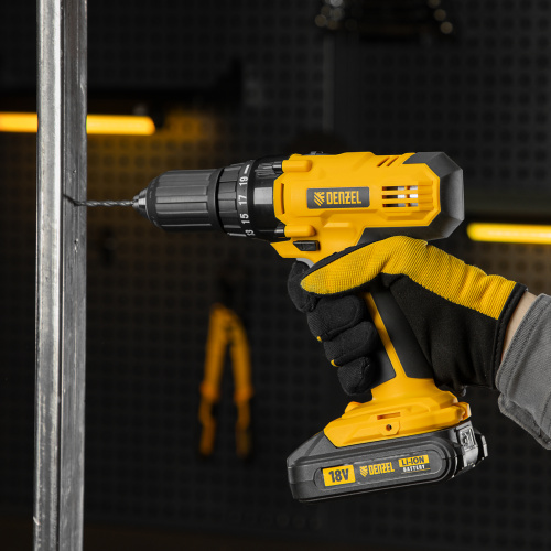 Дрель-шуруповерт аккумуляторная CDL-IB-18-02, Li-Ion, 18 В, 2 акк. Denzel по ценам производителя в Екатеринбурге с доставкой по всей России
