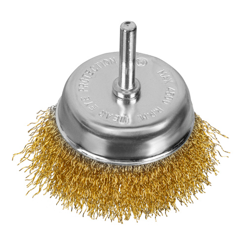 Щетка для дрели, 75 мм, "чашка" со шпилькой, латунированная витая проволока Matrix по ценам производителя в Екатеринбурге с доставкой по всей России