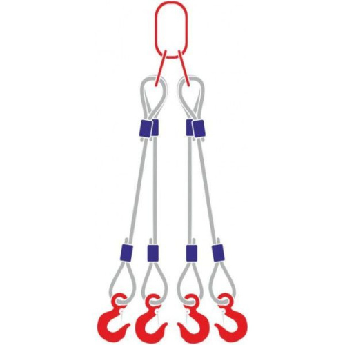 Строп канатный 4СК, с 4 крюками 25Т x 6М по ценам производителя в Екатеринбурге с доставкой по всей России