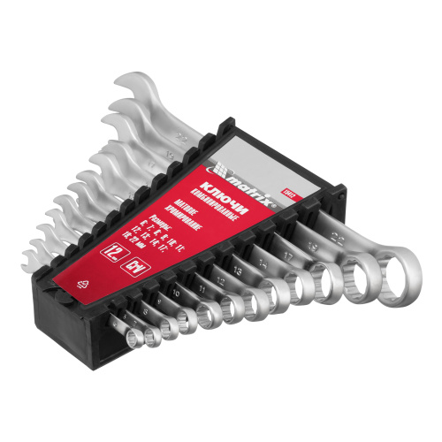 Набор ключей комбинированных, 6-22 мм, 12 шт, CrV, матовый хром Matrix по ценам производителя в Екатеринбурге с доставкой по всей России