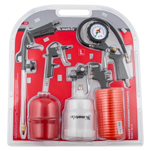 Набор пневмоинструмента, 5 предметов, быстросъемное соединение, краскораспылитель с верхним бачком Matrix по ценам производителя в Екатеринбурге с доставкой по всей России