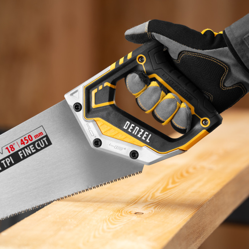 Ножовка по дереву, 450 мм, 11 TPI, зуб 3D, металлопластиковая рукоятка Denzel по ценам производителя в Екатеринбурге с доставкой по всей России