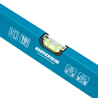 Уровень алюминиевый усиленный, 2000 мм, 3 глазка Gross по ценам производителя в Екатеринбурге с доставкой по всей России