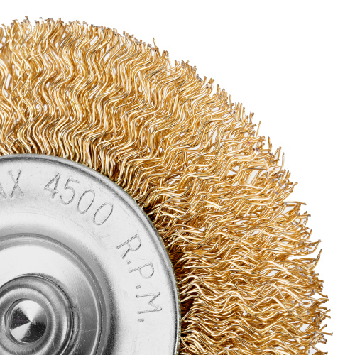 Щетка для дрели, 75 мм, плоская со шпилькой, латунированная витая проволока Matrix по ценам производителя в Екатеринбурге с доставкой по всей России