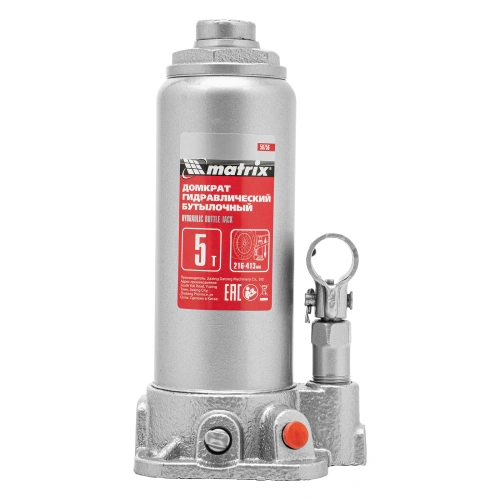 Домкрат гидравлический бутылочный, 5 т, высота подъема 216-413 мм, в пластиковый кейсе Matrix по ценам производителя в Екатеринбурге с доставкой по всей России