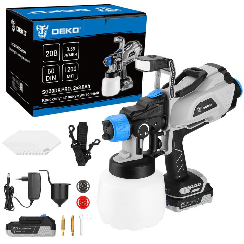Краскопульт аккумуляторный DEKO SG20DK PRO, 20В, 1200 мл, 2x3.0Ач по ценам производителя в Екатеринбурге с доставкой по всей России