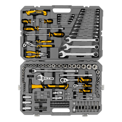 Набор инструментов, 1/2", 1/4", CrV, S2, пластиковый кейс, 122 предмета Denzel по ценам производителя в Екатеринбурге с доставкой по всей России