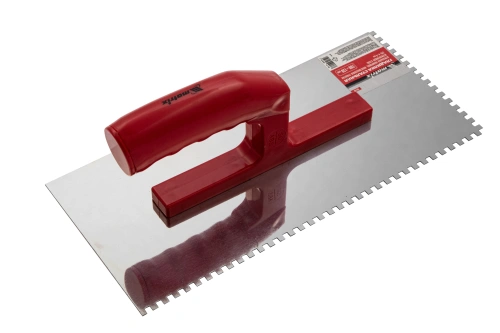 Гладилка из нержавеющей стали, 280 х 130 мм, зеркальная полировка, пластмассовая ручка, зуб 4 х 4 мм Matrix по ценам производителя в Екатеринбурге с доставкой по всей России