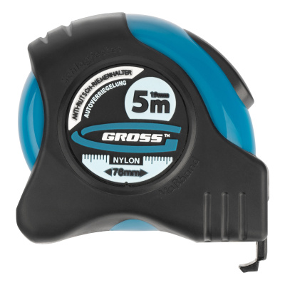 Рулетка "Schlagfest",5 м x 19 мм,магнитный обрезиненный зацеп,двусторонняя шкала,Нейлоновое покрытие,автоматическая фиксация Gross по ценам производителя в Екатеринбурге с доставкой по всей России