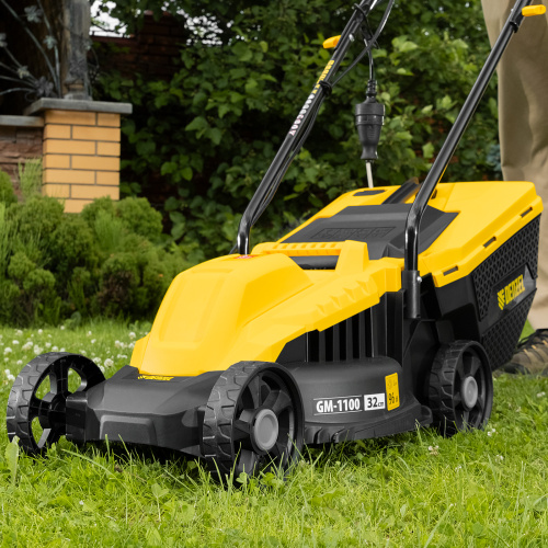 Газонокосилка электрическая GM-1100, 1100 Вт, шир. 32 см, 3 уров., травосб. 30 л Denzel по ценам производителя в Екатеринбурге с доставкой по всей России