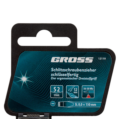 Отвертка SL8 x 150 мм, S2, трехкомпонентная рукоятка Gross по ценам производителя в Екатеринбурге с доставкой по всей России