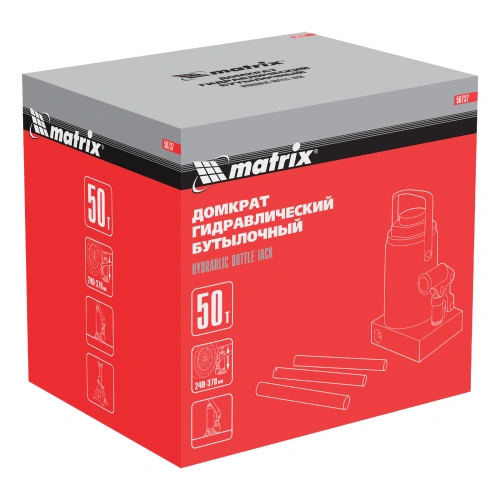 Домкрат гидравлический бутылочный, 50 т, высота подъема 240-370 мм Matrix по ценам производителя в Екатеринбурге с доставкой по всей России