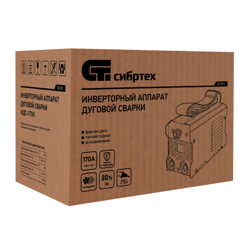 Инверторный аппарат дуговой сварки ИДС-170K, 170 А, ПВ 80%, диаметр электрода 1,6-3,2 мм Сибртех по ценам производителя в Екатеринбурге с доставкой по всей России