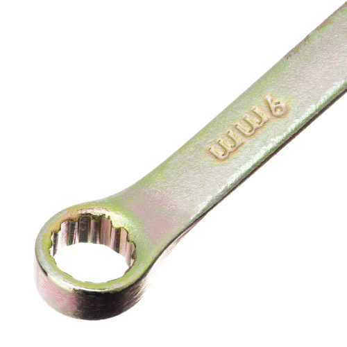 Ключ комбинированный, 9 мм, желтый цинк Сибртех по ценам производителя в Екатеринбурге с доставкой по всей России