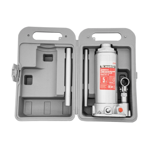 Домкрат гидравлический бутылочный, 5 т, высота подъема 216-413 мм, в пластиковый кейсе Matrix по ценам производителя в Екатеринбурге с доставкой по всей России