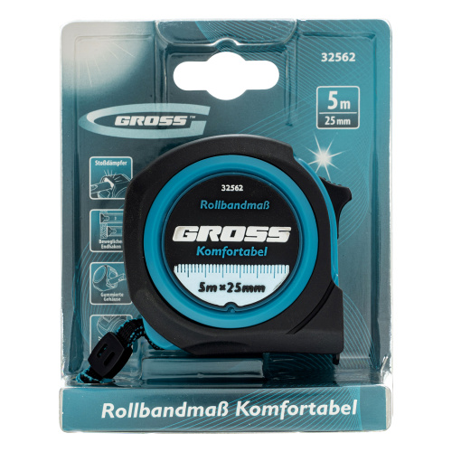Рулетка Komfortabel 5 м х 25 мм,обрезиненный корпус Gross по ценам производителя в Екатеринбурге с доставкой по всей России