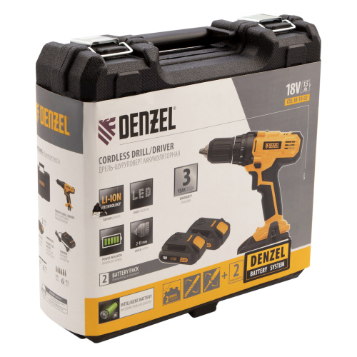 Дрель-шуруповерт аккумуляторная CDL-IB-18-02, Li-Ion, 18 В, 2 акк. Denzel по ценам производителя в Екатеринбурге с доставкой по всей России