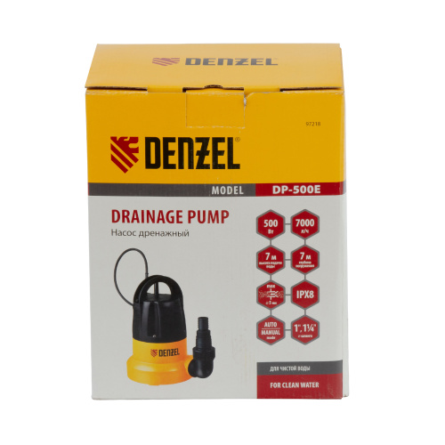 Дренажный насос DP500E, 500 Вт, подъем 7 м, 7000 л/ч Denzel по ценам производителя в Екатеринбурге с доставкой по всей России
