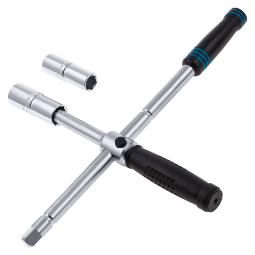 Ключ-крест баллонный, складной с изменяющимся рычагом, 17 мм, 19 мм, 21 мм, 23 мм, CrV, хромированный Gross по ценам производителя в Екатеринбурге с доставкой по всей России