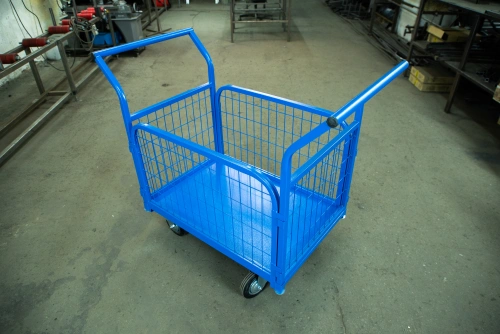 Тележка платформенная TOR ТП-2С (600х900) с бортами из сетки и двумя ручками (колеса 160 мм) по ценам производителя в Екатеринбурге с доставкой по всей России