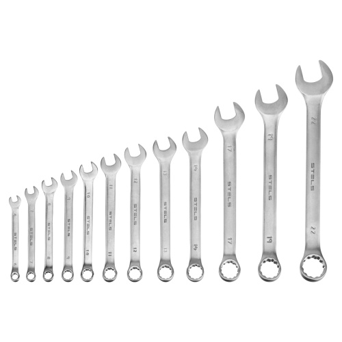 Набор ключей комбинированных 6-22 мм, 12 шт, CrV, матовый хром Stels по ценам производителя в Екатеринбурге с доставкой по всей России