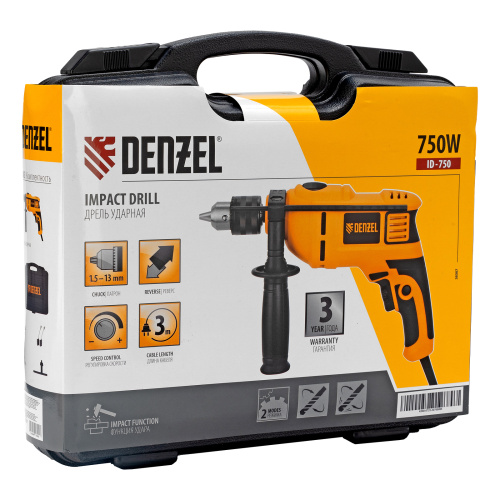 Дрель ударная ID-750, 750 Вт, 0-3000 об/мин, 48000 уд/мин Denzel по ценам производителя в Екатеринбурге с доставкой по всей России