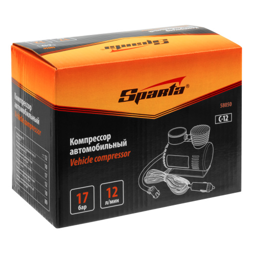 Компрессор автомобильный С-12, 12 В, 17 атм, 12 л/мин Sparta по ценам производителя в Екатеринбурге с доставкой по всей России