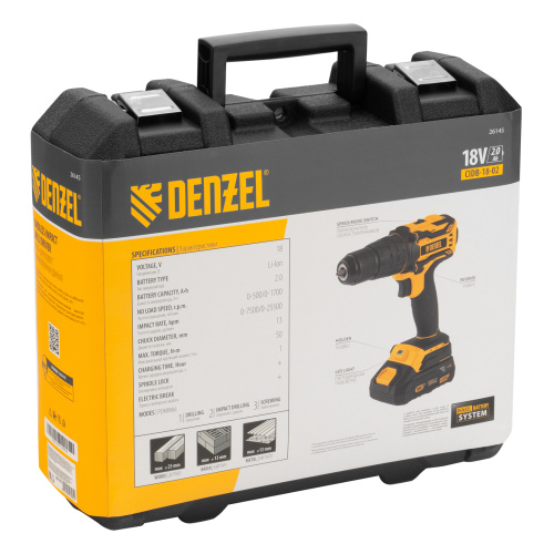 Дрель-шуруповерт аккумуляторная ударная бесщет CIDB-18-02, Li-Ion, 18 В Denzel по ценам производителя в Екатеринбурге с доставкой по всей России