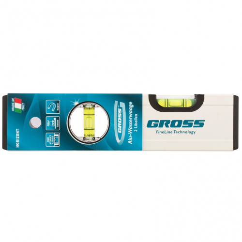 Уровень алюминиевый, 200 мм, фрезерованный, 2 глазка, магнитный Gross по ценам производителя в Екатеринбурге с доставкой по всей России