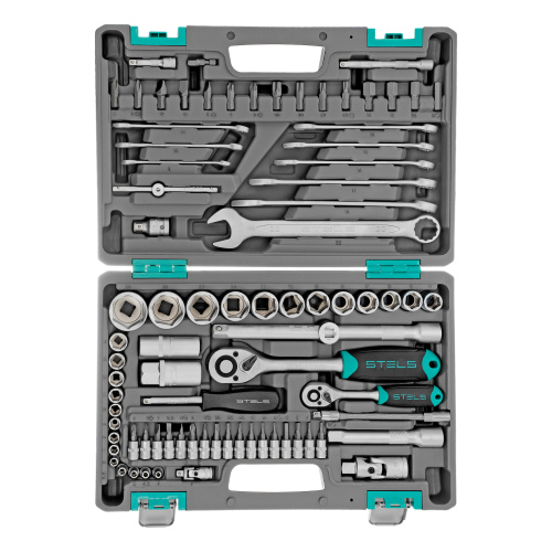 Набор инструментов, 1/2", 1/4", CrV, пластиковый кейс 82 предмета Stels по ценам производителя в Екатеринбурге с доставкой по всей России