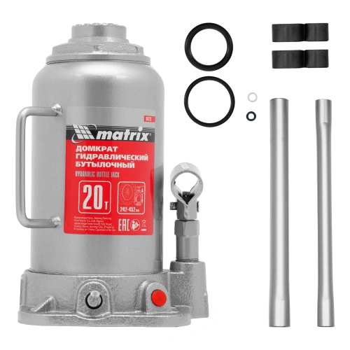 Домкрат гидравлический бутылочный, 20 т, высота подъема 242-452 мм Matrix по ценам производителя в Екатеринбурге с доставкой по всей России