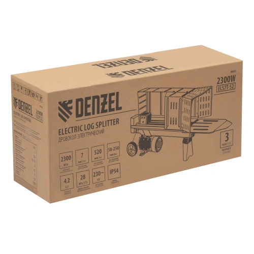 Дровокол электрический ELS7T-52, 2300 Вт, сила раскола 7т, макс. размеры полена D250 x 520 мм Denzel по ценам производителя в Екатеринбурге с доставкой по всей России