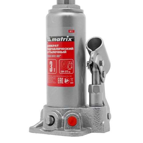 Домкрат гидравлический бутылочный, 3 т, высота подъема 194-372 мм Matrix по ценам производителя в Екатеринбурге с доставкой по всей России