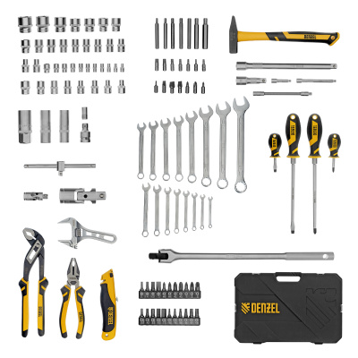 Набор инструментов, 1/2", 1/4", CrV, S2, пластиковый кейс, 122 предмета Denzel по ценам производителя в Екатеринбурге с доставкой по всей России