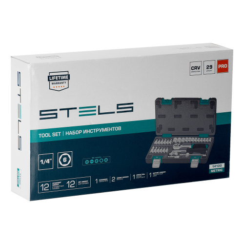 Набор инструментов, 1/4", CrV, пластиковый кейс 29 предметов Stels по ценам производителя в Екатеринбурге с доставкой по всей России