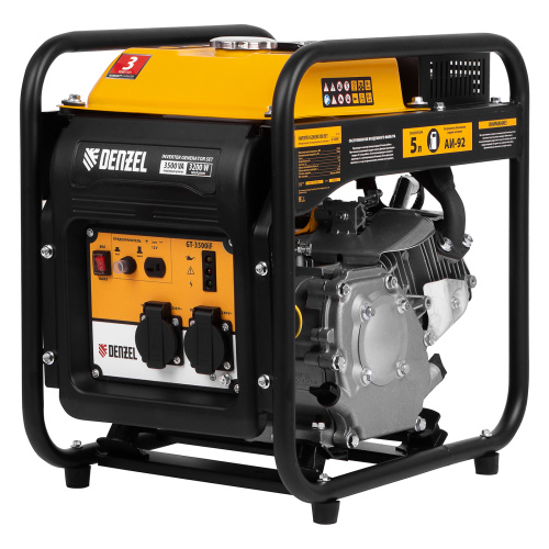 Генератор инверторный GT-3500iF, 3.5 кВт, 230 В, бак 5 л, открытый корпус, ручной старт Denzel по ценам производителя в Екатеринбурге с доставкой по всей России