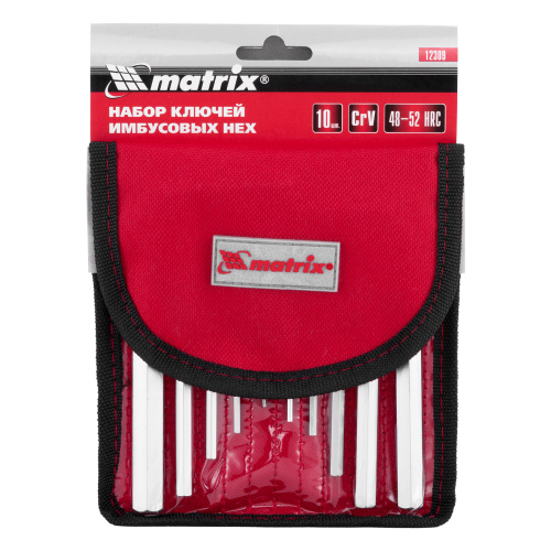 Набор ключей имбусовых HEX, 1.5-12 мм, CrV, 10 шт, короткие, сатин, чехол Matrix по ценам производителя в Екатеринбурге с доставкой по всей России