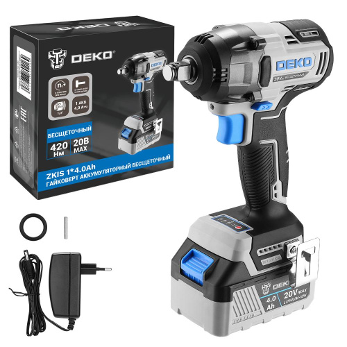 Гайковерт аккумуляторный бесщеточный DEKO ZKIS, 20В, 1*4.0Ач, 420 Нм по ценам производителя в Екатеринбурге с доставкой по всей России