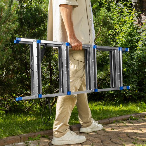 Стремянка двухсторонняя 4 ступени, сталь профиль, стальные ступени, Сибртех по ценам производителя в Екатеринбурге с доставкой по всей России