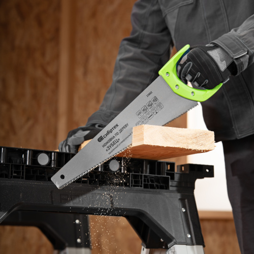 Ножовка по дереву "Зубец", 400 мм, 7-8 TPI, каленый зуб 2D, двухкомпонентная рукоятка Сибртех по ценам производителя в Екатеринбурге с доставкой по всей России