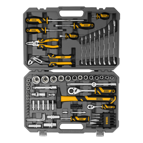 Набор инструментов, 1/2", 1/4", CrV, S2, пластиковый кейс, 84 предмета Denzel по ценам производителя в Екатеринбурге с доставкой по всей России