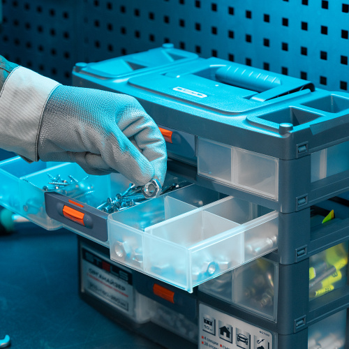 Органайзер для хранения с выдвижными лотками 310х150х260мм, 4 секции, пластик Stels по ценам производителя в Екатеринбурге с доставкой по всей России