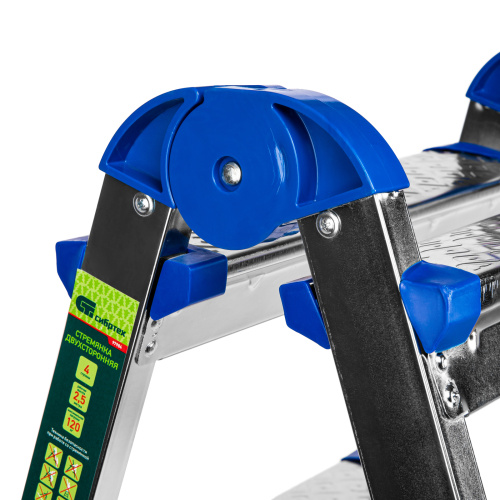 Стремянка двухсторонняя 4 ступени, сталь профиль, стальные ступени, Сибртех по ценам производителя в Екатеринбурге с доставкой по всей России