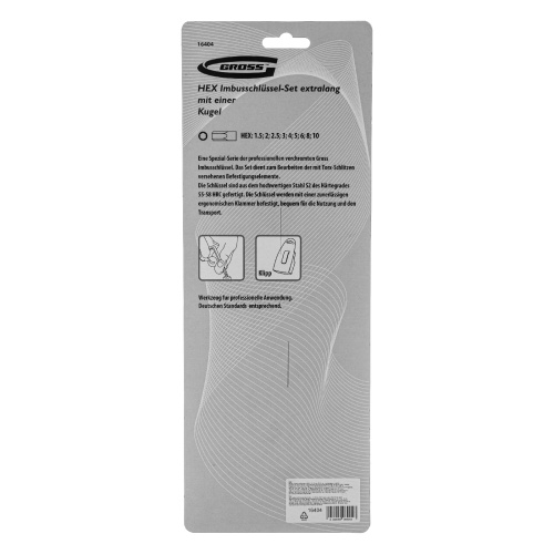 Набор ключей имбусовых HEX, 1.5-10 мм, S2, 9 шт, экстра-длинные с шаром, сатинированные Gross по ценам производителя в Екатеринбурге с доставкой по всей России