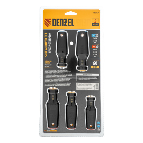 Набор отверток, 5 шт., PH+SL, S2, 3к рукоятка Denzel по ценам производителя в Екатеринбурге с доставкой по всей России
