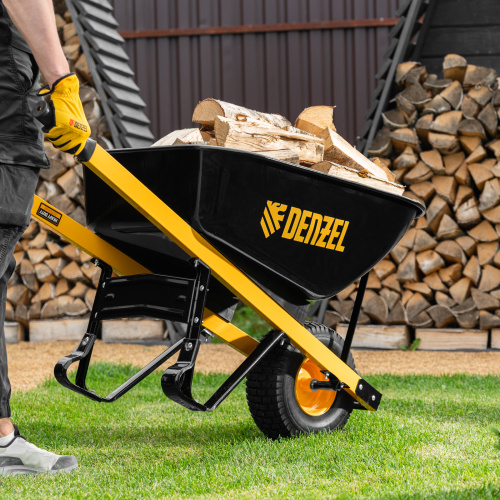 Тачка строительная, усиленная, объем 140 л, 230 кг, колесо 15х6.00-6 Denzel по ценам производителя в Екатеринбурге с доставкой по всей России